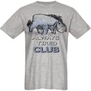 Nalle Puh - Anime T-shirt - I-Aah - Always Tired Club - S XL - för Herr - grå