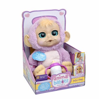 Animal Babies, Mjukdjur med napp&ljud - Baby Apa rosa