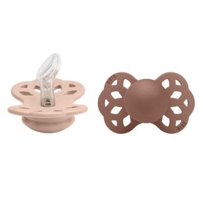 BIBS napp Infinity silikon anatomisk 2-pack 0-6 mån, blush/woodchuck