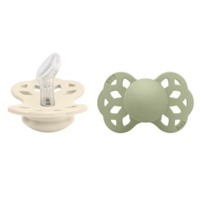 BIBS napp Infinity silikon anatomisk 2-pack 0-6 mån, ivory/sage