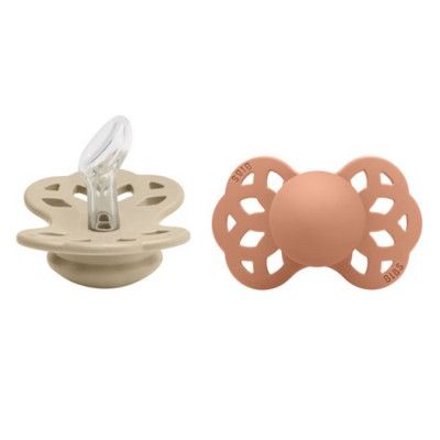 BIBS napp Infinity silikon anatomisk 2-pack 6-18 mån, vanilla/peach