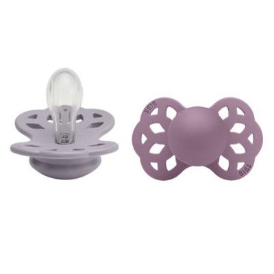 BIBS napp Infinity silikon symmetrisk 2-pack 0-6 mån, fossil grey/mauve