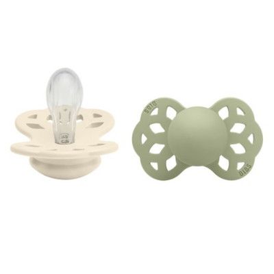 BIBS napp Infinity silikon symmetrisk 2-pack 0-6 mån, ivory/sage