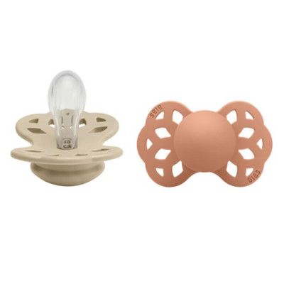 BIBS napp Infinity silikon symmetrisk 2-pack 0-6 mån, vanilla/peach