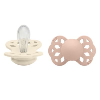 BIBS napp Infinity silikon symmetrisk 2-pack 6-18 mån, ivory/blush