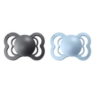 BIBS napp Supreme latex 2-pack 0-6 mån, iron/babyblue