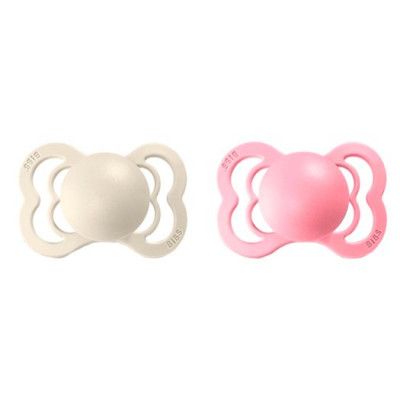 BIBS napp Supreme latex 2-pack 0-6 mån, ivory/baby pink