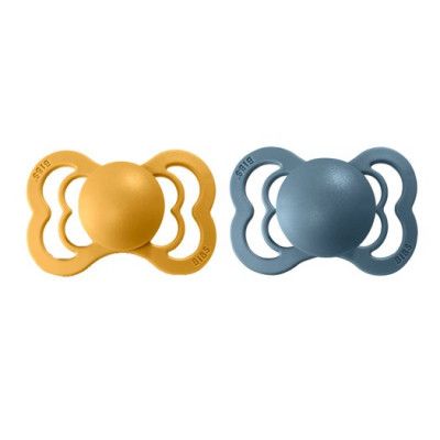 BIBS napp Supreme latex 2-pack 0-6 mån, mustard/petrol