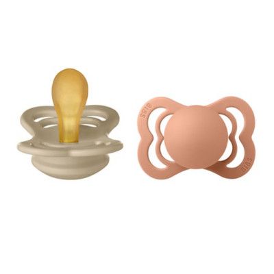 BIBS napp Supreme latex 2-pack 0-6 mån, vanilla/peach