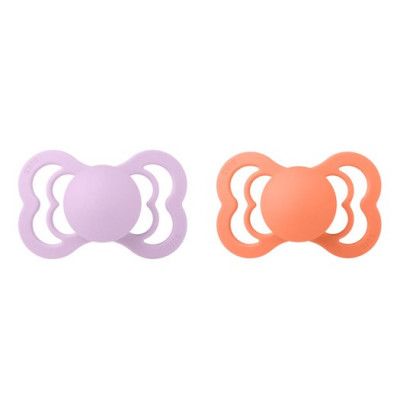 BIBS napp Supreme latex 2-pack 6+ mån, papaya/violet sky
