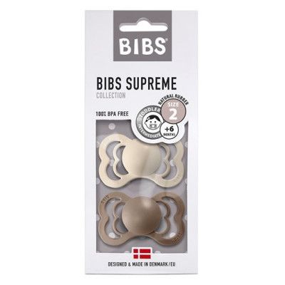 BIBS napp Supreme latex 2-pack 6+ mån, vanilla/dark oak