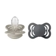 BIBS napp Supreme silikon 2-pack 0-6 mån sand/iron