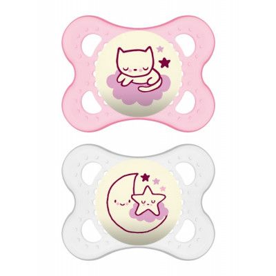 MAM Original Night Napp 2-pack 0-6m (Rosa)