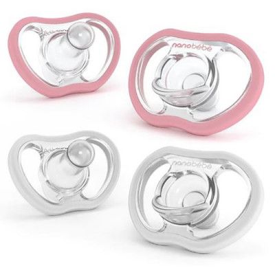 Nanobebe Active Flexy Napp Silikon 4-pack, rosa/vit