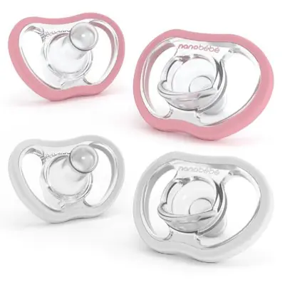 Nanobebe Active Flexy Napp Silikon 4-pack, rosa/vit