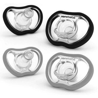 Nanobebe Active Flexy Napp Silikon 4-pack, svart/grå