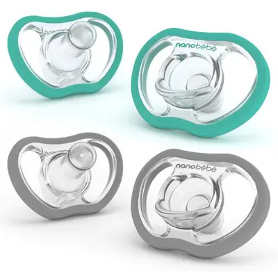 Nanobebe Active Flexy Napp Silikon 4-pack, turkos/grå