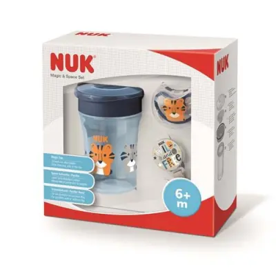 NUK Magic&Space set (mugg&napp+napphållare), blå