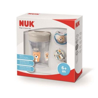 NUK Magic&Space set (mugg&napp+napphållare), grå
