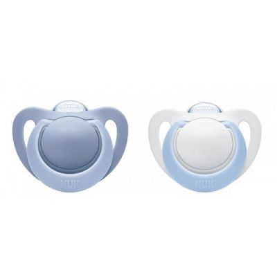 NUK Genius 2.0 Napp Silikon Strl. 3 (Blå/Vit)