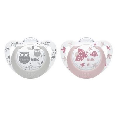 NUK napp Genius Color silikon 2-pack 6-18 mån, grå/rosa