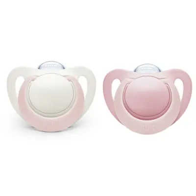 NUK napp Genius silikon 2-pack 0-2 mån, rosa/vit