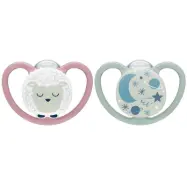 NUK napp Pacifier Space Night&Day 2-pack 0-6 mån, får