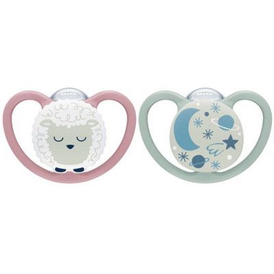 NUK napp Pacifier Space Night&Day 2-pack 0-6 mån, får