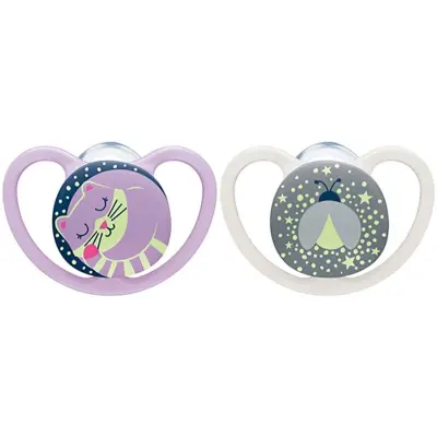 NUK napp Pacifier Space Night&Day 6-18 mån, Cat/Firefly