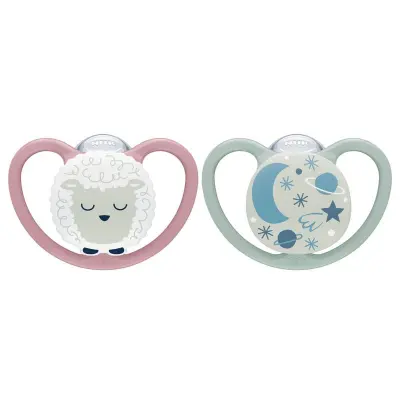 NUK napp Pacifier Space Night&Day 6-18 mån, får