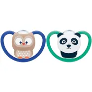 NUK napp Pacifier Space Silicon 2-pack 6-18 mån, grön/blå