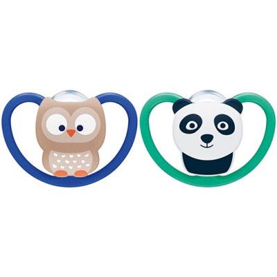 NUK napp Pacifier Space Silicon 2-pack 6-18 mån, grön/blå