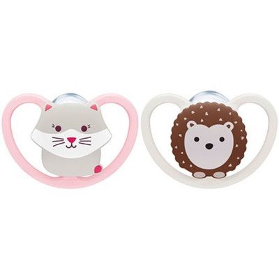 NUK napp Pacifier Space Silicon 2-pack 6-18 mån, rosa