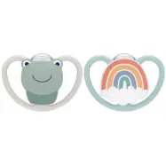 NUK napp Pacifier Space silikon 2-pack 0-6 mån, groda