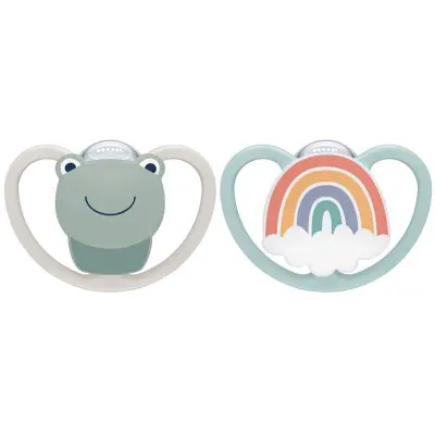 NUK napp Pacifier Space silikon 2-pack 0-6 mån, groda