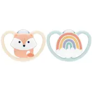 NUK napp Pacifier Space silikon 2-pack 0-6 mån, räv