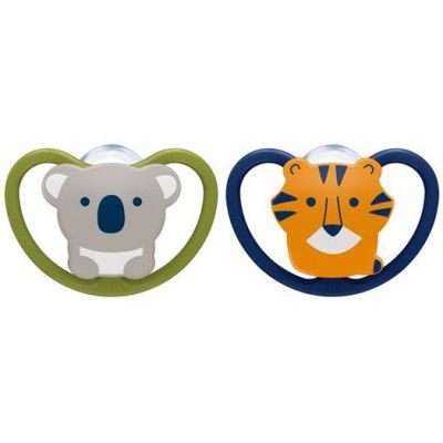 NUK napp Space silikon 2-pack 0-6 mån, koala/tiger