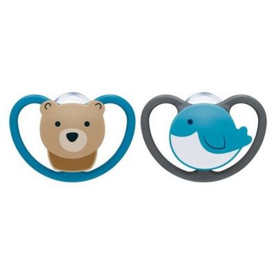 NUK napp Space silikon 2-pack 6-18 mån, björn/val