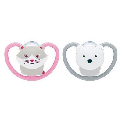 NUK napp Space silikon 2-pack 6-18 mån, katt/isbjörn