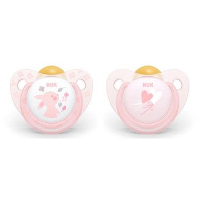NUK napp Rose&Blue latex 2-pack 6-18 mån, baby rosa