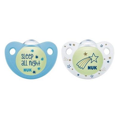NUK napp Trendline Night 2-pack 6-18 mån, blå