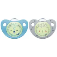 NUK napp Trendline Night silikon 2-pack 0-6 mån, blå