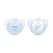 NUK napp Rose&Blue silikon 2-pack 6-18 mån, baby blå