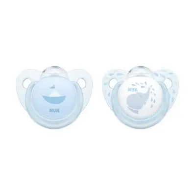 NUK napp Rose&Blue silikon 2-pack 6-18 mån, baby blå