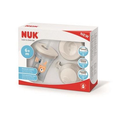 NUK Learn To Drink set (med 3 olika lock) 230 ml, grön