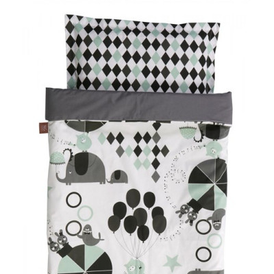 NG Baby påslakanset circus black, vagn/vagga