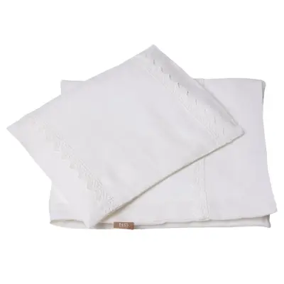 NG Baby påslakanset MOOD med spets, vit vagn/vagga