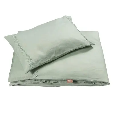 NG Baby påslakanset MOOD spets, sage green vagn/vagga