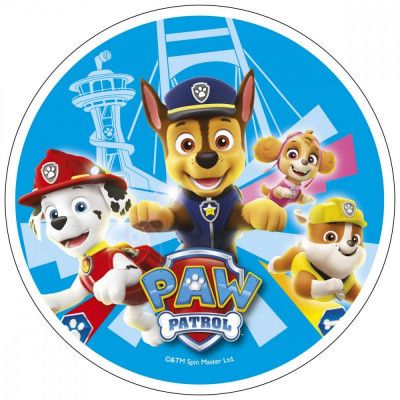 Tårtbild Sockeroblat Paw Patrol - På språng