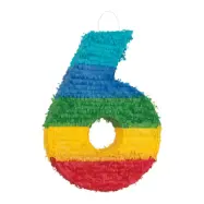 Pinata Siffra Regnbågsfärgad - Siffra 6